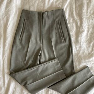 Zara Light Grey High-Waisted Trousers - XS